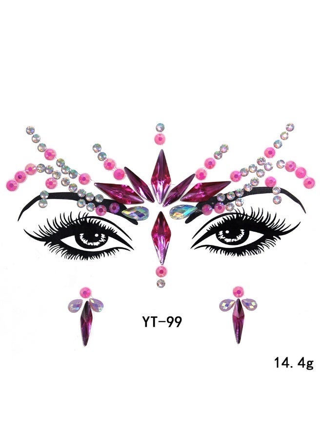 AuliceVerse 4-Pack Self-Adhesive Face Gems – Rhinestone & Acrylic Crystal for Festival & Party Glamour (Celebration Edition) - Image 5